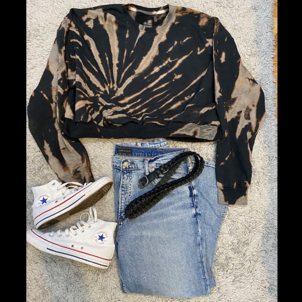 “Oversized” Cropped Bleach Dyed Sweatshirt